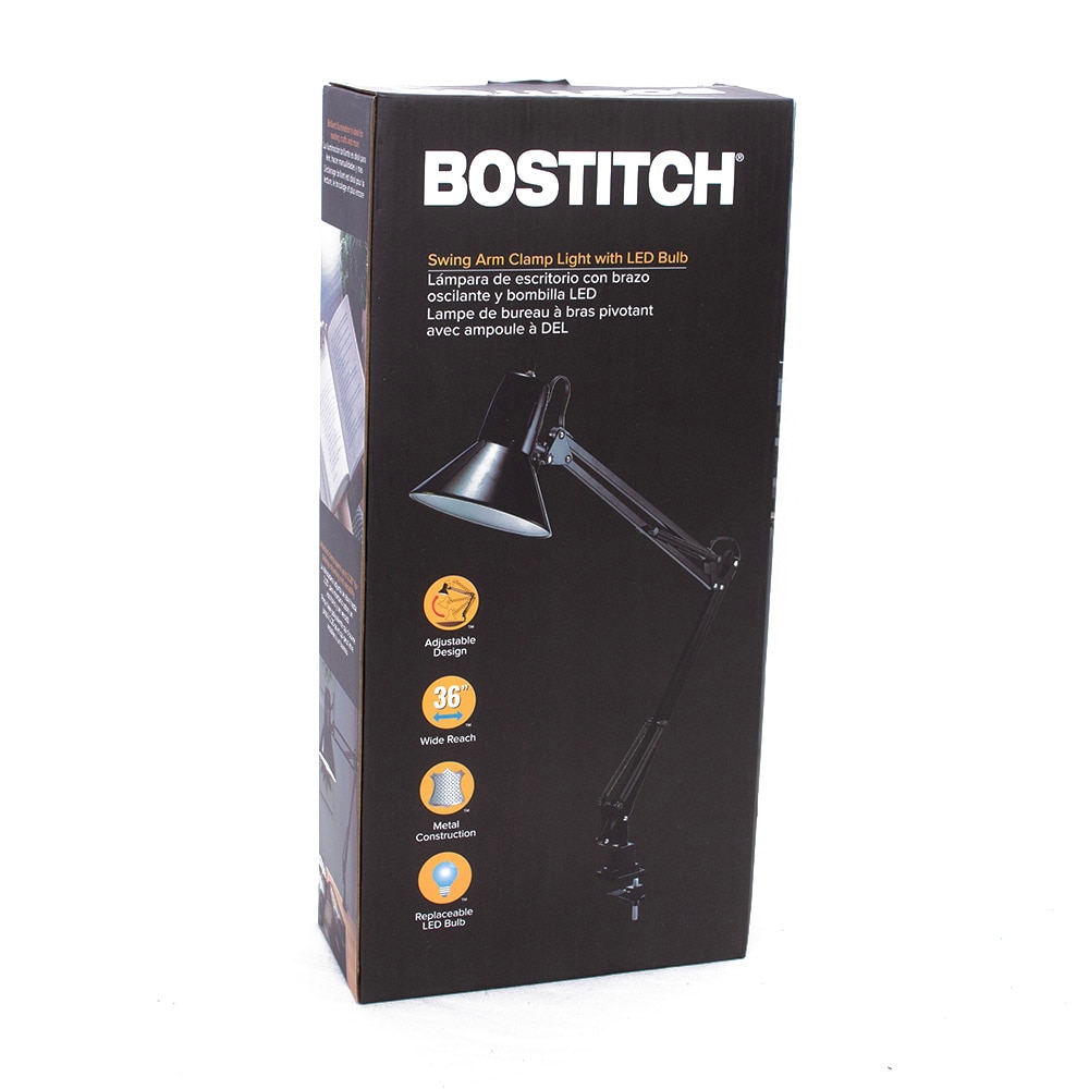 Black, Lighting/Flashlight, Art & School, Bostitch, LED, Swing Arm, Desk Lamp, 836288